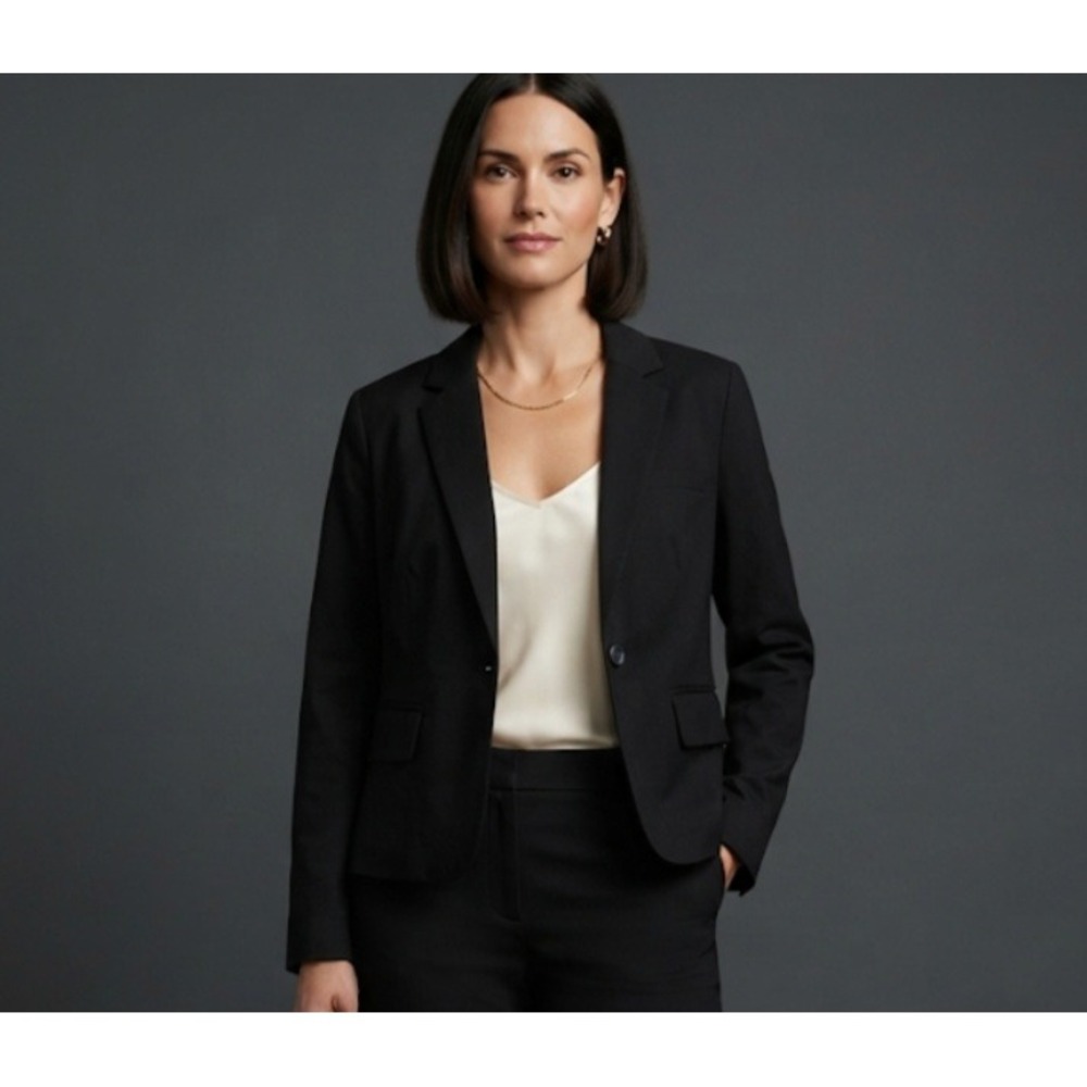 Croft & Barrow Womens Black Single Button Blazer Jacket Size M Professional EU36